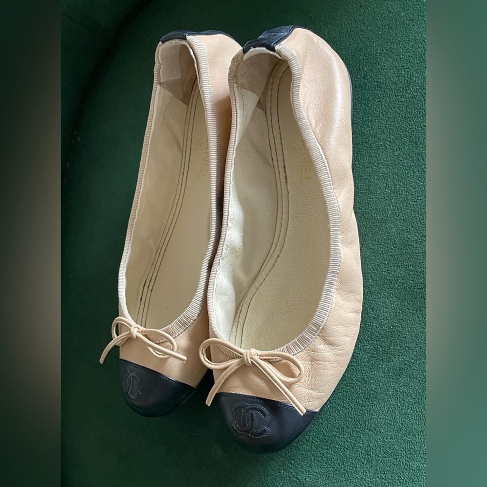 CHANEL Cream Slip-On Shoes